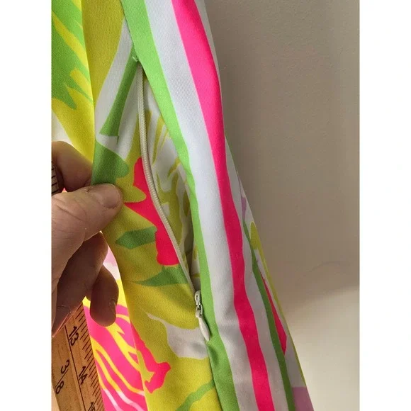 Gretchen Scott Tropical Print Pull On Skirt Women Size Medium Neon Pink Green - Picture 5 of 10